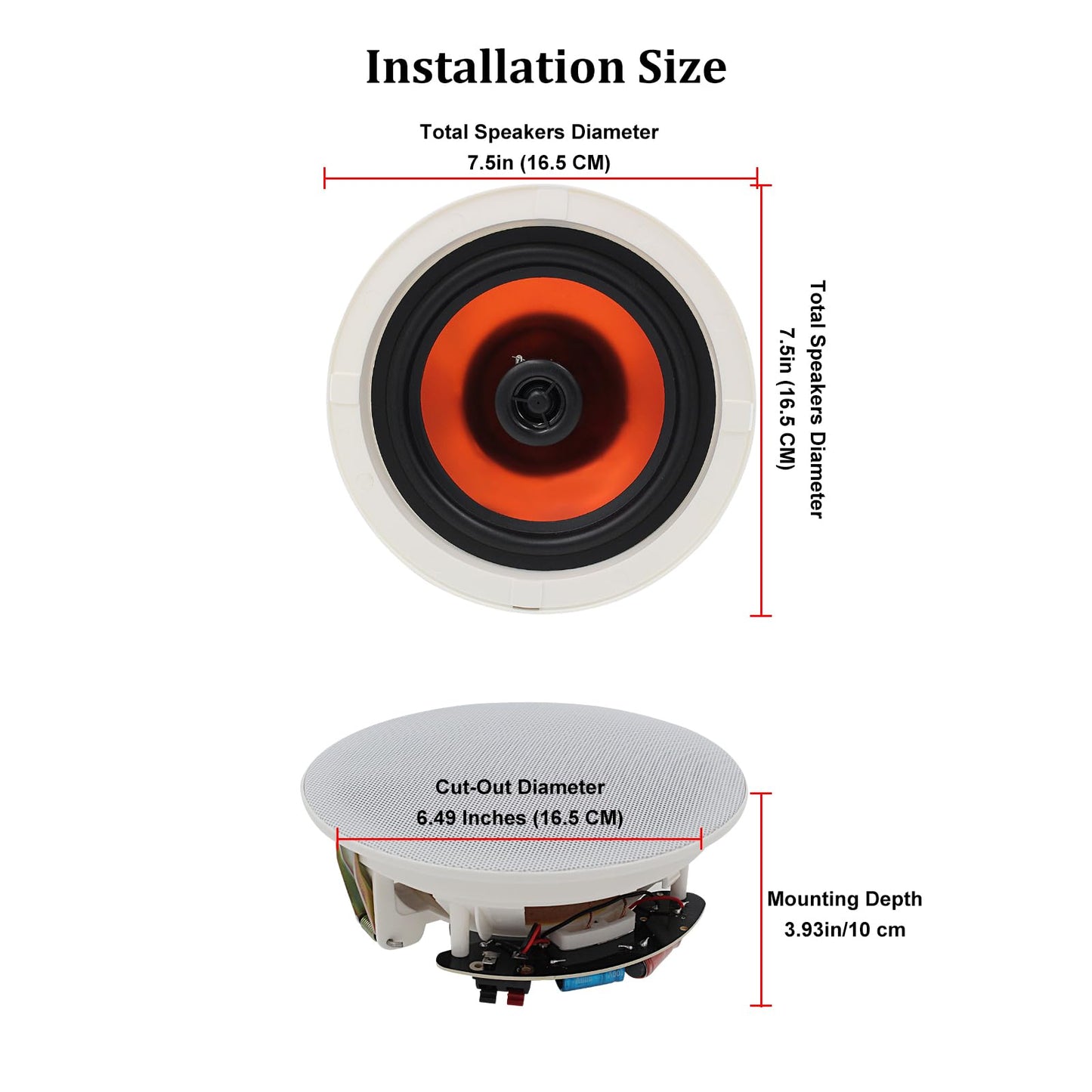 Herdio HCS-628 Altavoces Pasivos de 6.5 Pulgadas, Montaje Empotrado en Techo, 300 Vatios, Resistentes a la Humedad, Ideal para Interiores y Exteriores, Blanco