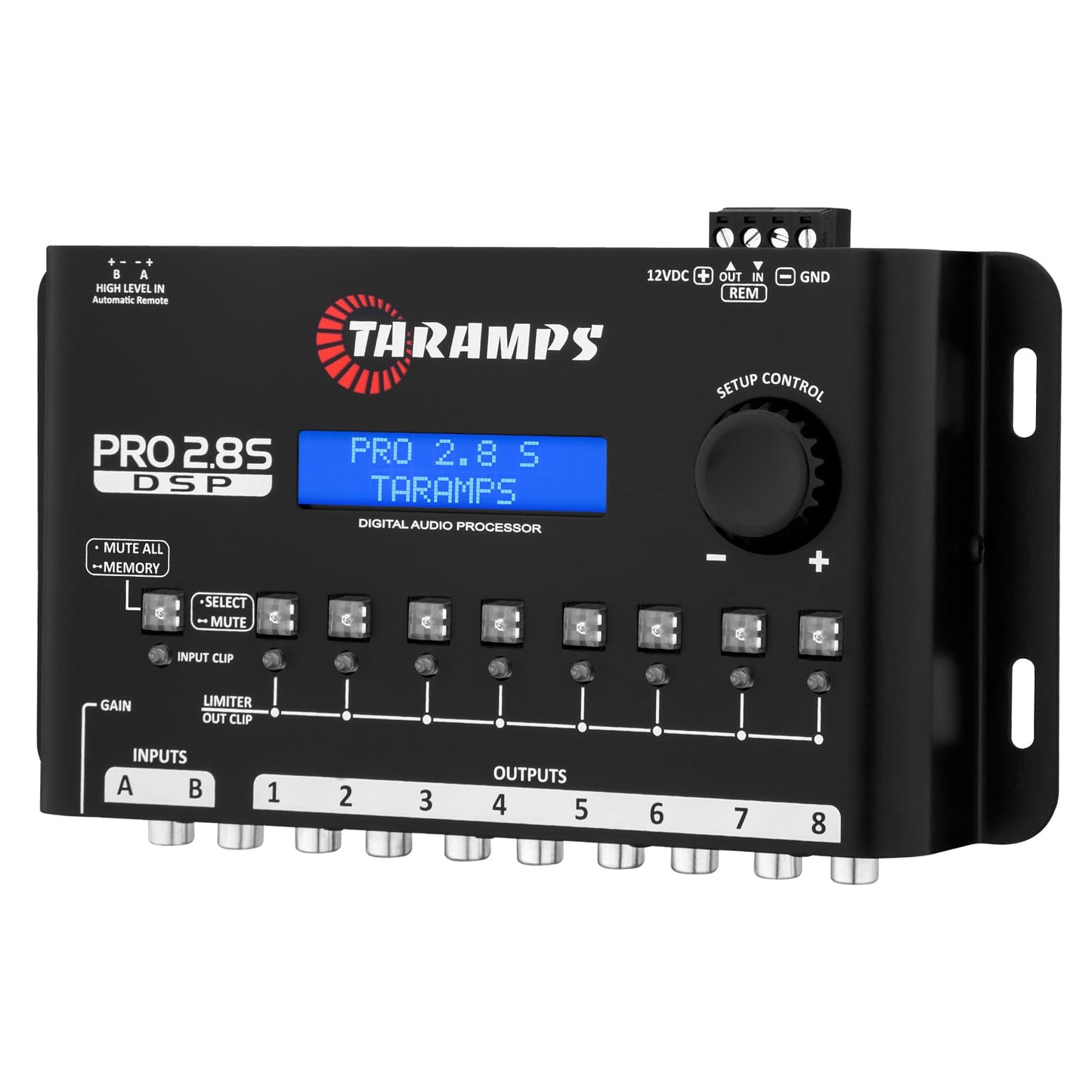 Taramps Pro 2.8S Negro DSP Crossover Procesador de Audio de señal Digital Completo y Ecualizador con secuenciador Ecualización gráfica de 15 Bandas 12 EQ preestablecidos 2 Canales y 8 Canales Salida