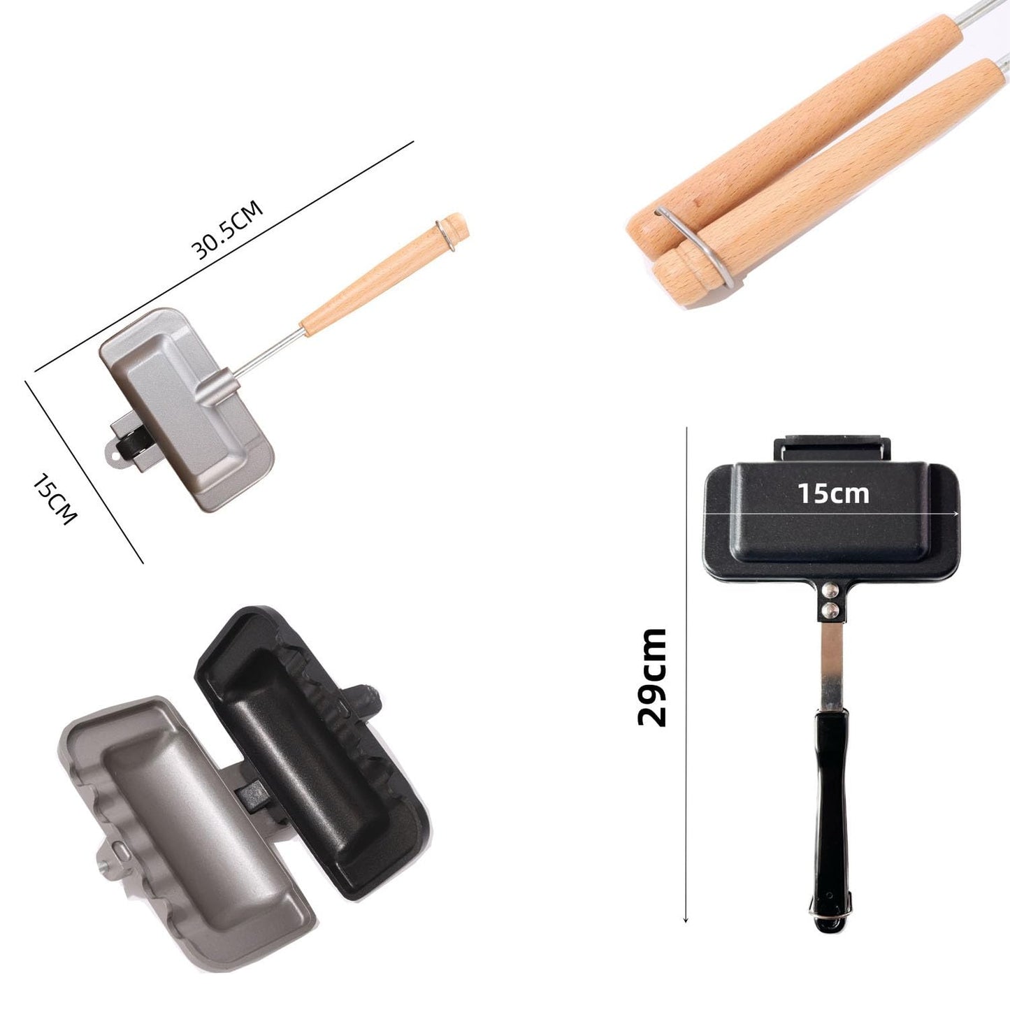 Generic Sandwichera 4w1h, Sandwichera 4w1h Hot Dog, Sandwichera para desayuno, Sartén de doble cara, Sartén antiadherente para sándwich, Máquina para hacer panqueques Herramientas de cocina (Negro)