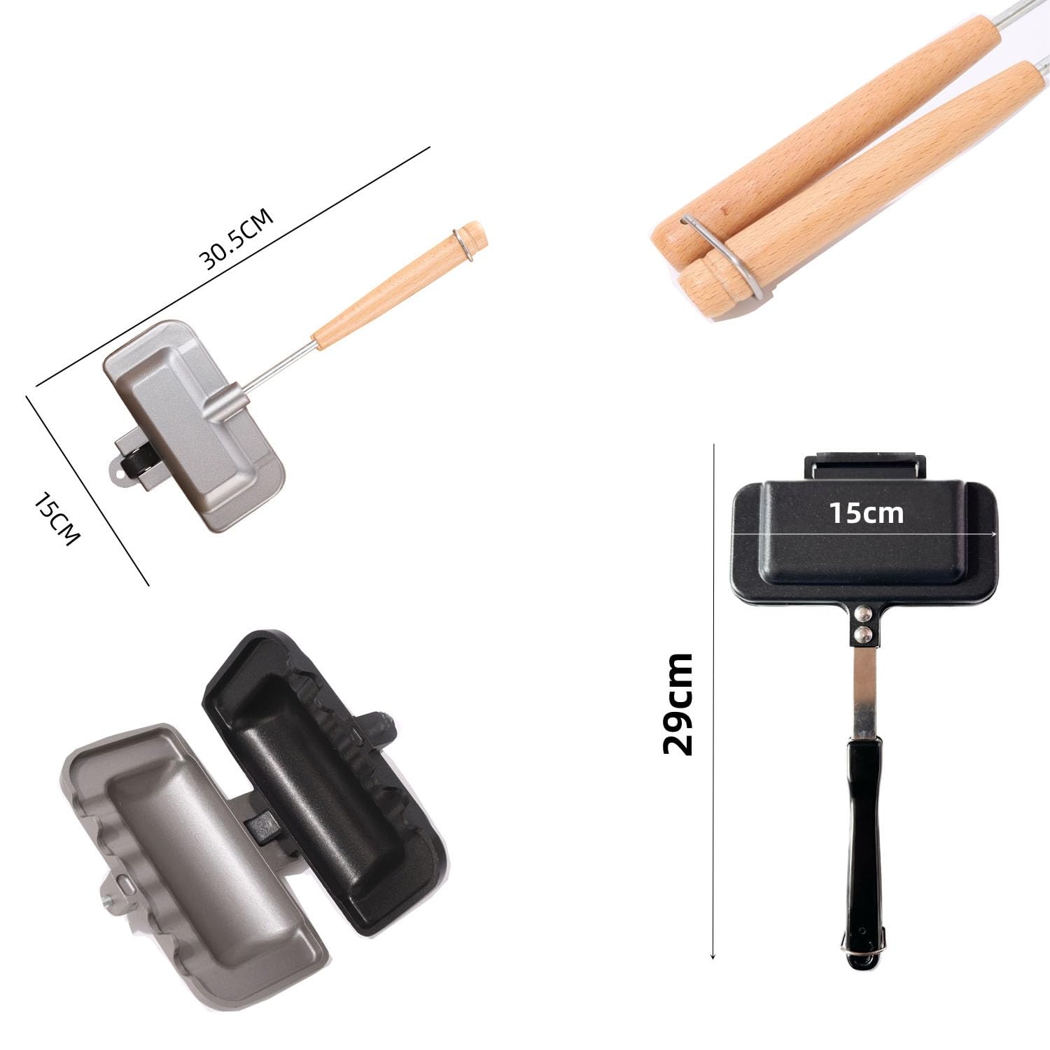 Generic Sandwichera 4w1h, Sandwichera 4w1h Hot Dog, Sandwichera para desayuno, Sartén de doble cara, Sartén antiadherente para sándwich, Máquina para hacer panqueques Herramientas de cocina (Negro)
