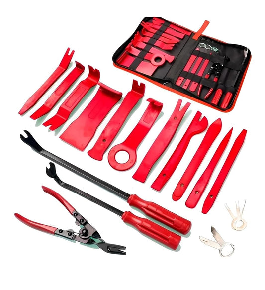 Kit Herramientas Desmontaje Molduras Tablero Auto Faros Audio Radio Estéreo Reparación y Eliminación de Tapicería de Coche Pinzas de Clip Automático Paneles de Automóviles Recorte | 19pzs