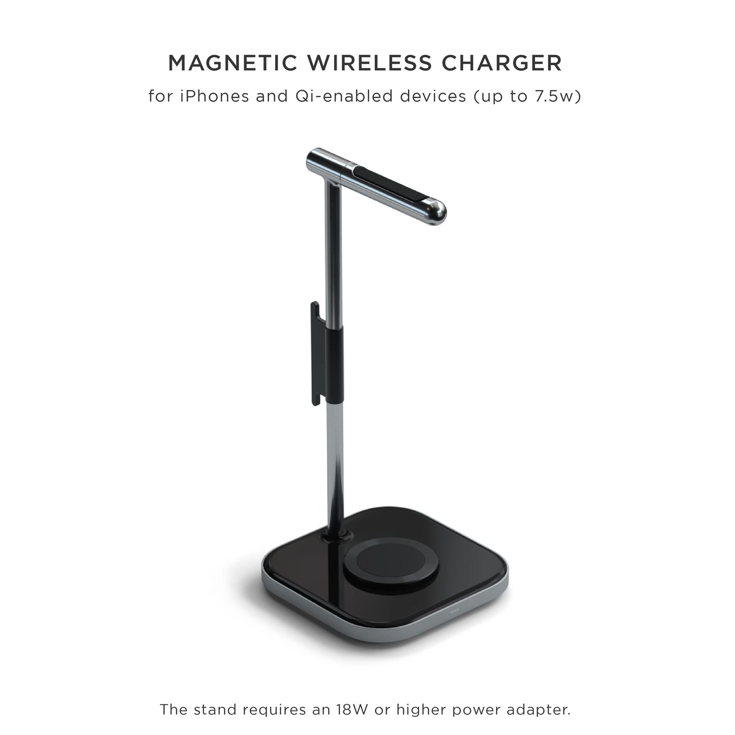 Soporte para Auriculares SATECHI Gris con Carga Inalámbrica y USB Tipo-C Compatible con iPhone y Dispositivos Qi