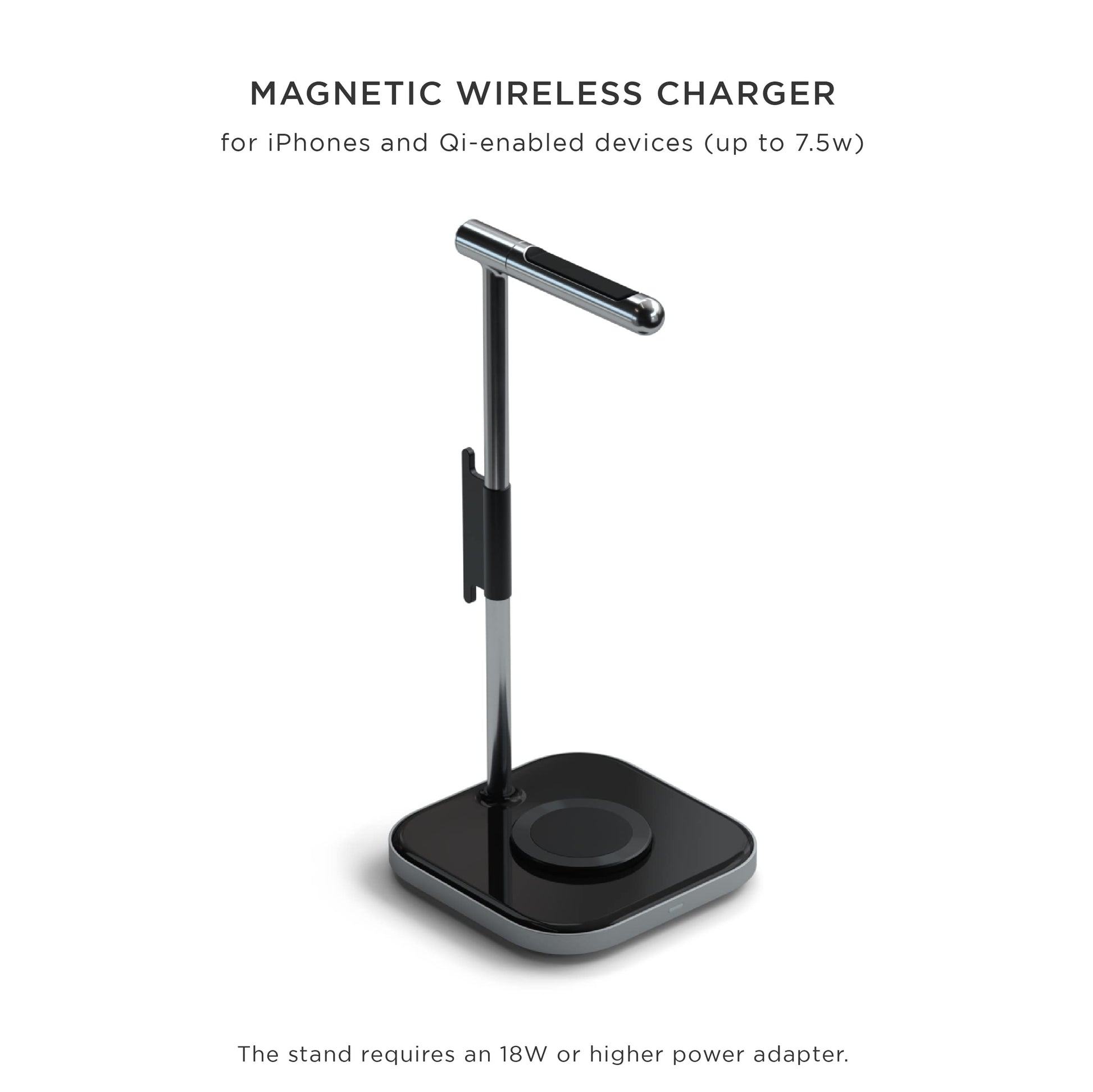 Soporte para Auriculares SATECHI Gris con Carga Inalámbrica y USB Tipo-C Compatible con iPhone y Dispositivos Qi