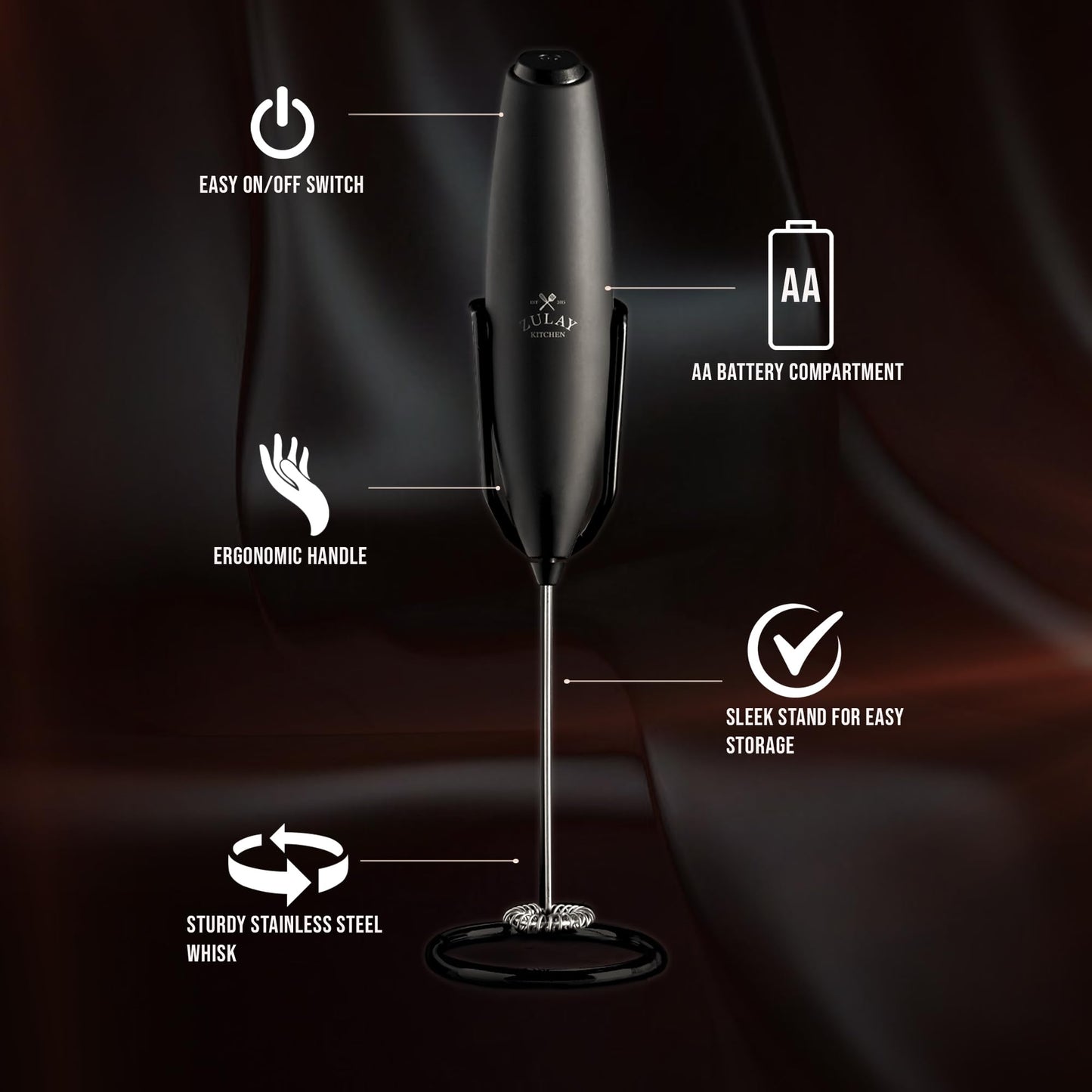 Espumador de Leche Zulay Executive Series Ultra Premium Plateado con Soporte Mejorado para Café