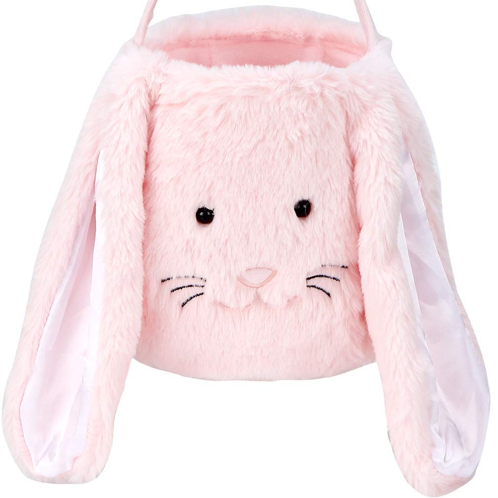 PKONEWNO Cesta de caza de huevos de Pascua, canasta de conejo de Pascua, cubos de Pascua largos para niños, niñas y bebés, Rosado, 8.26in/21cm*7.87in/20cm