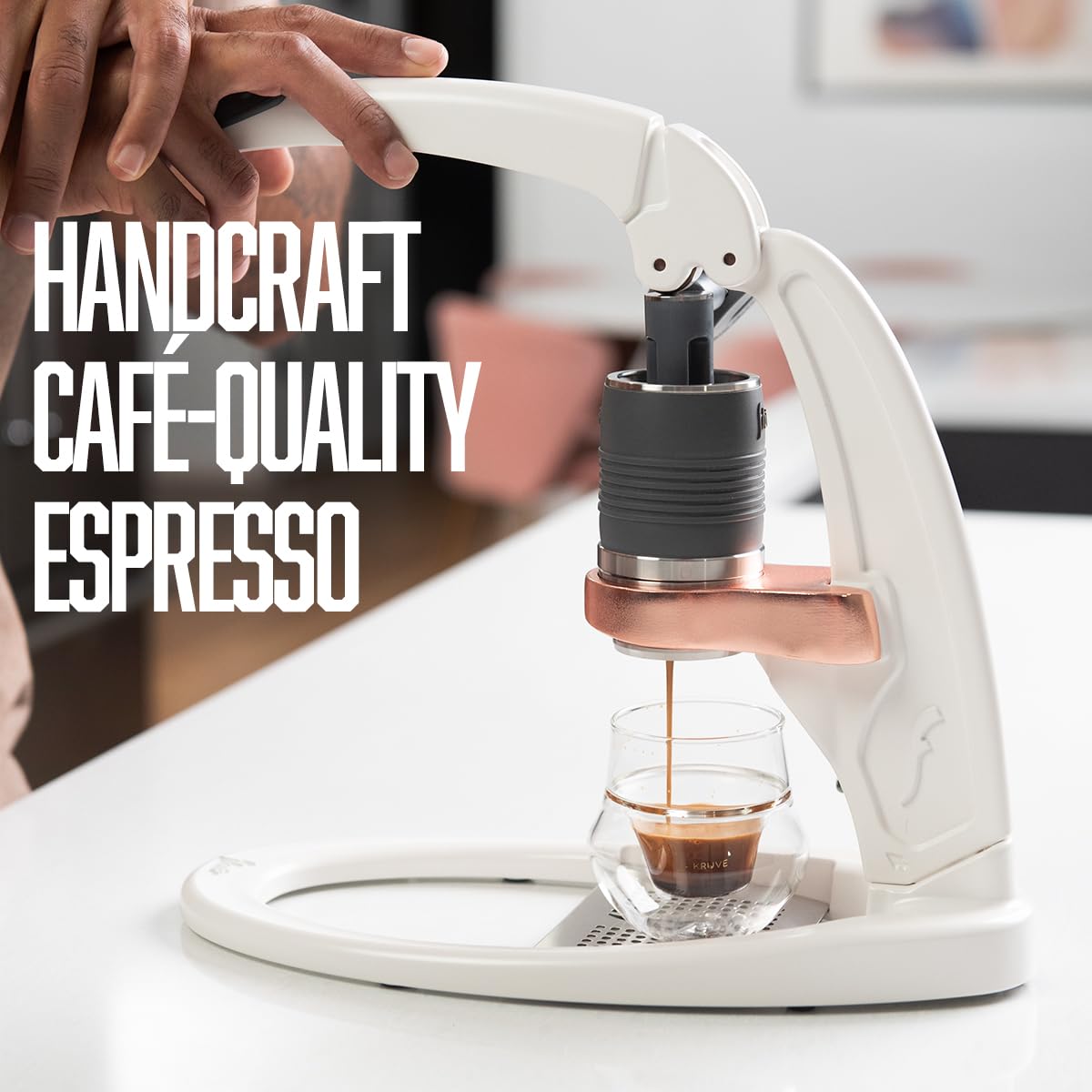 Máquina de Café Espresso Flair PRO 3 blanco con Palanca Manual y Cabezal de Acero Inoxidable