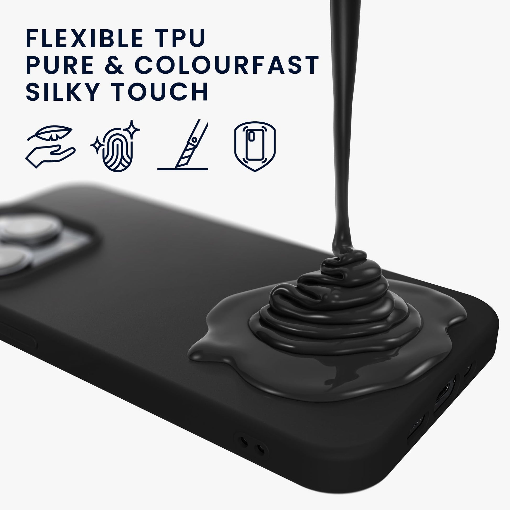 kwmobile Funda para iPhone 15 Plus Carcasa - Case de TPU y Silicona Ultrafino para Smartphone - Protector antigolpes con Bordes elevados para móvil - Negro Mate