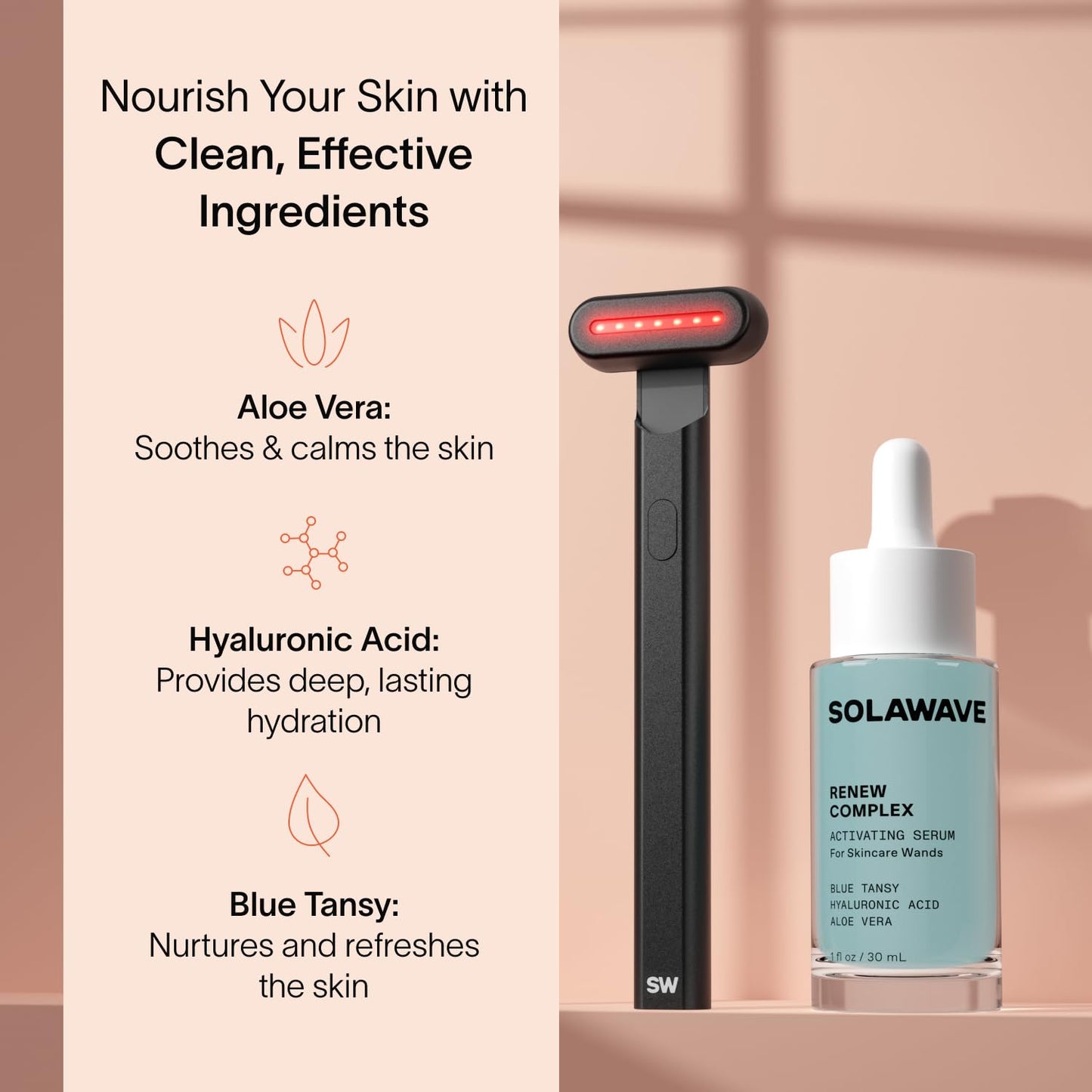 Varita Renovadora Radiante Solawave Negro Mate con Suero Complejo para el Cuidado de la Piel Facial