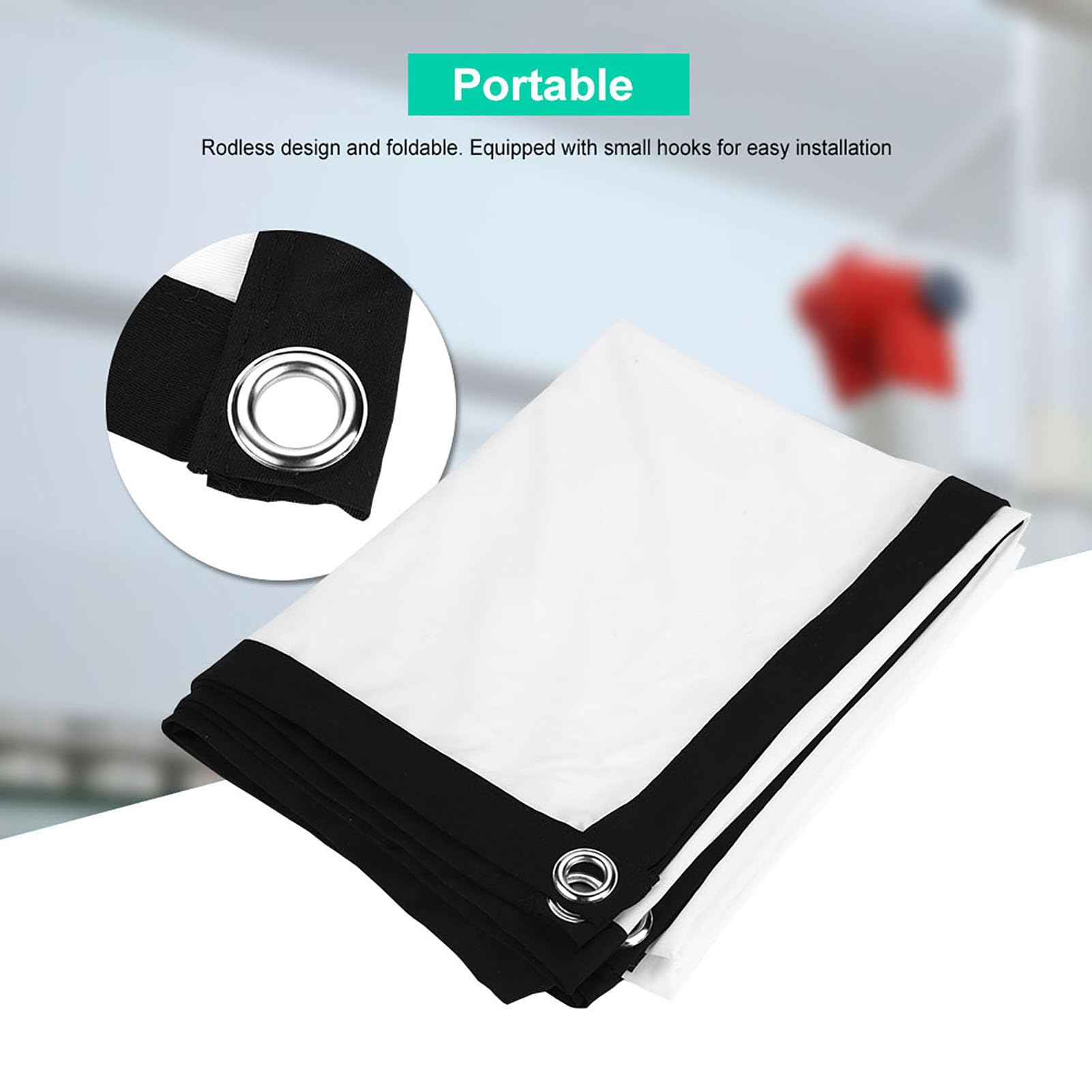 SUNGOOYUE Pantalla de Proyección, 60-100 Pulgadas 16: 9 Pantalla de HD Película 3D Cortinas de Pantalla Portátiles, Pantalla de Al Aire Libre Lavable de Doble Cara para (84in)