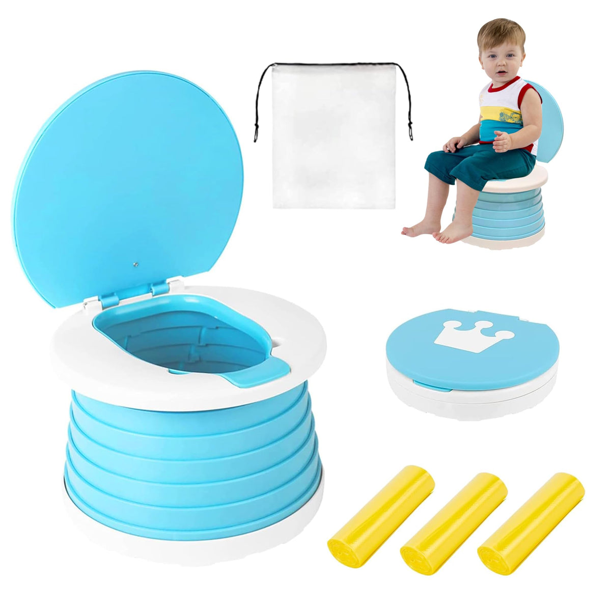 SunnySmile Orinal portátil,plegable para viajes de niños,asiento de inodoro de entrenamiento,inodoro de emergencia,portátil para viajes para coche,camping,al aire última intervensión,interior