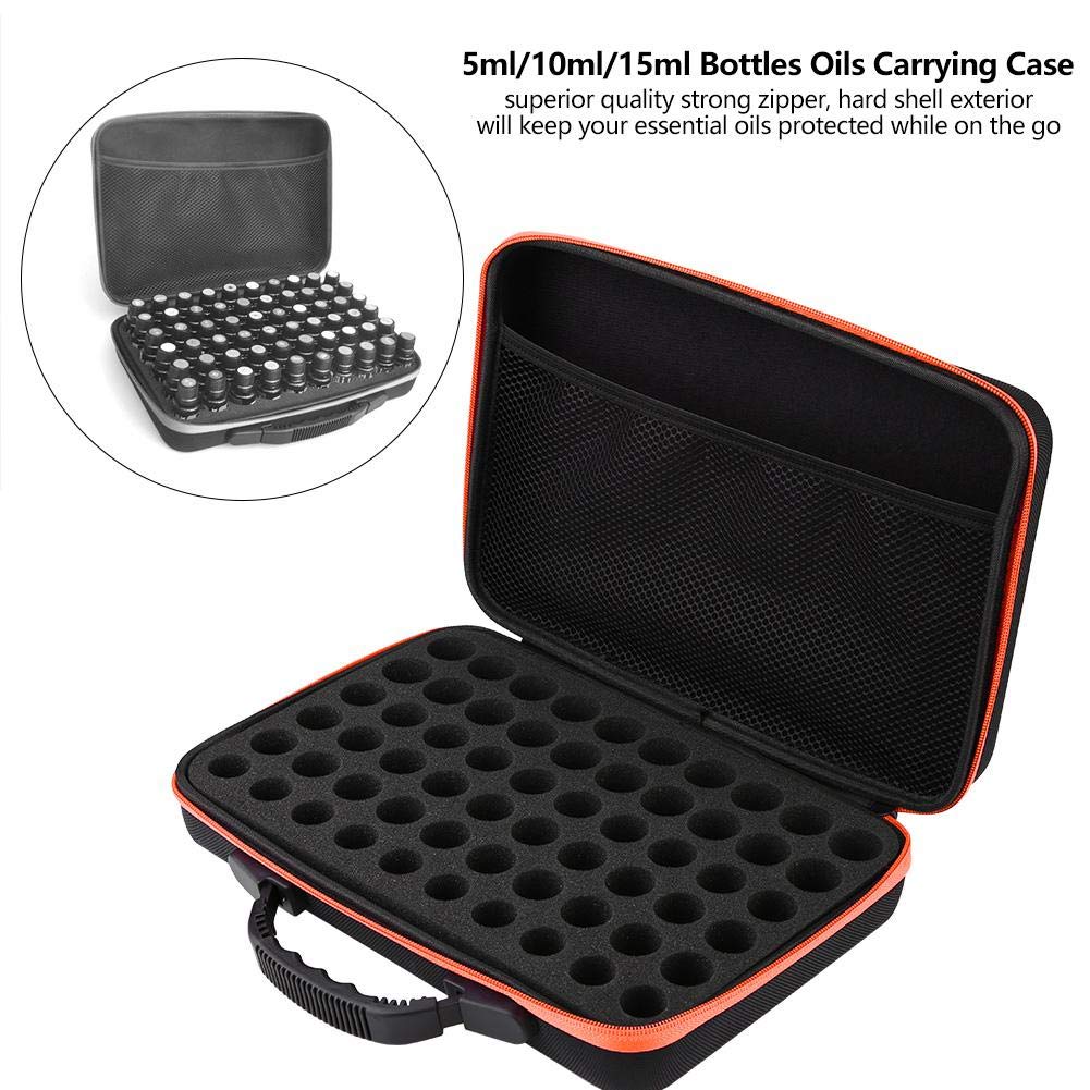 Estuche de transporte de aceites esenciales para 60 botellas de 5 ml, 10 ml, 15 ml, con asa para aceites aromáticos, bolsa de transporte de viaje (naranja)