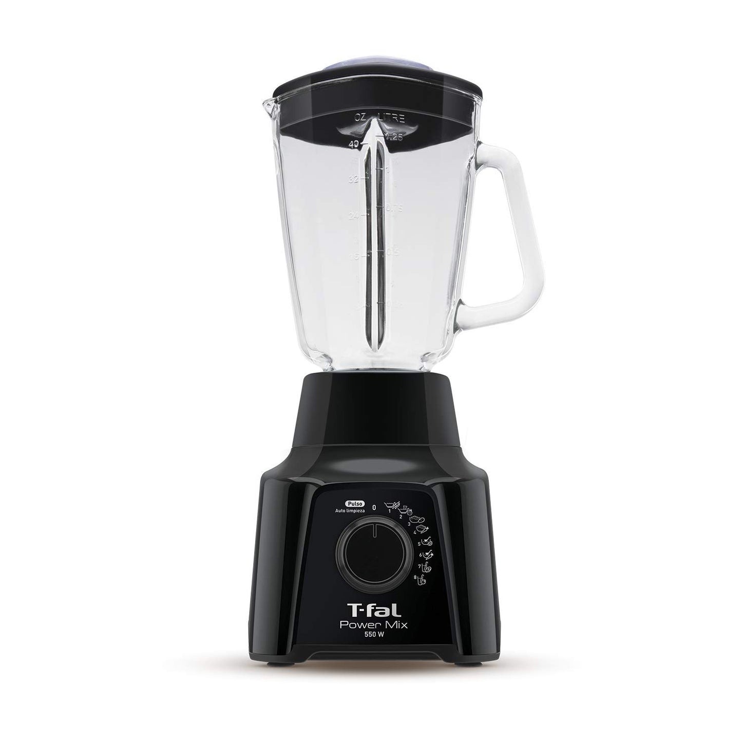 Licuadora T-fal Negra Powermix Vidrio 1.25 Litros 8 Velocidades 550 W