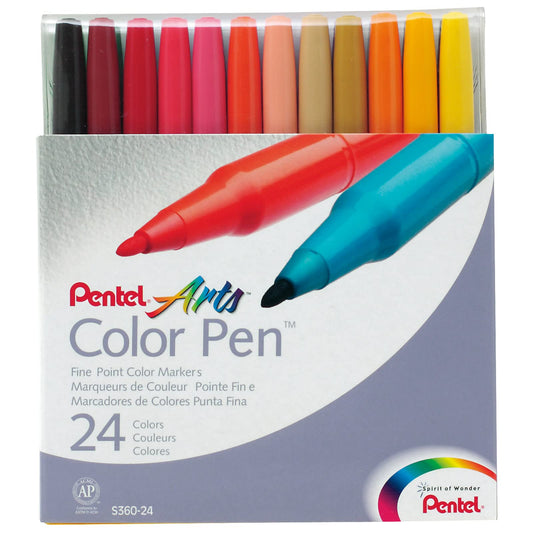 Set de Plumas de Color Pentel en Tonos Variados, 24 Piezas