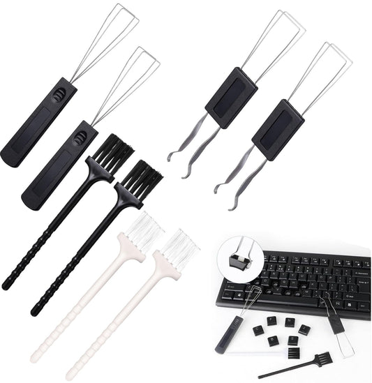 OSALOLO 8 Piezas Extractor De Teclas Extractor De Teclas de Metal Acero Inoxidable Removedor De Teclado con Cepillo para Teclado Herramienta Imprescindible para Teclado y Limpieza del Hogar, Negro