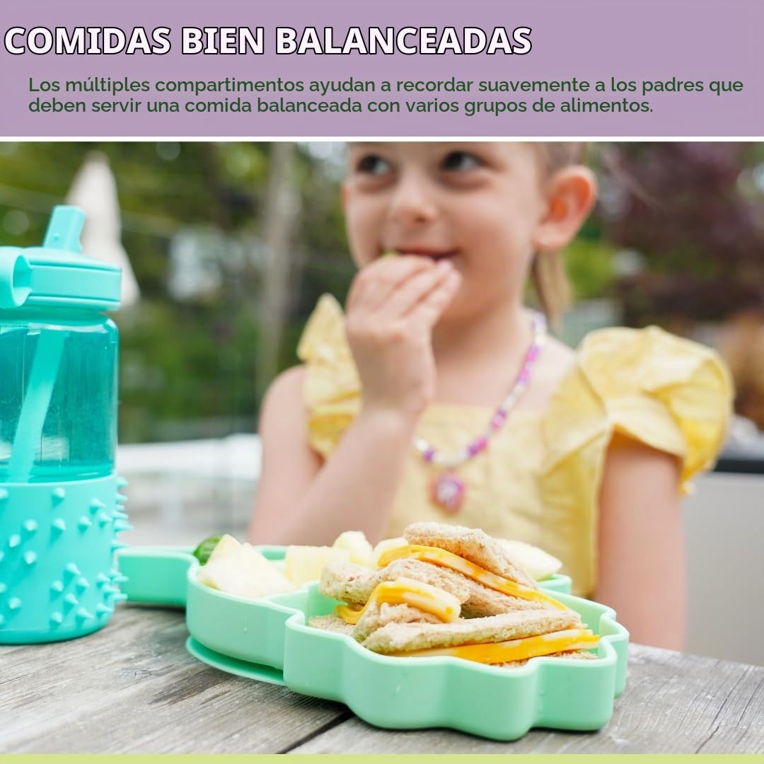 Melii - Placa de succión de silicona para bebés y niños pequeños | Placa de destete dividida con LED para bebé, sin BPA, no tóxica, apta para lavaplatos y microondas, se adapta a la mayoría de sillas