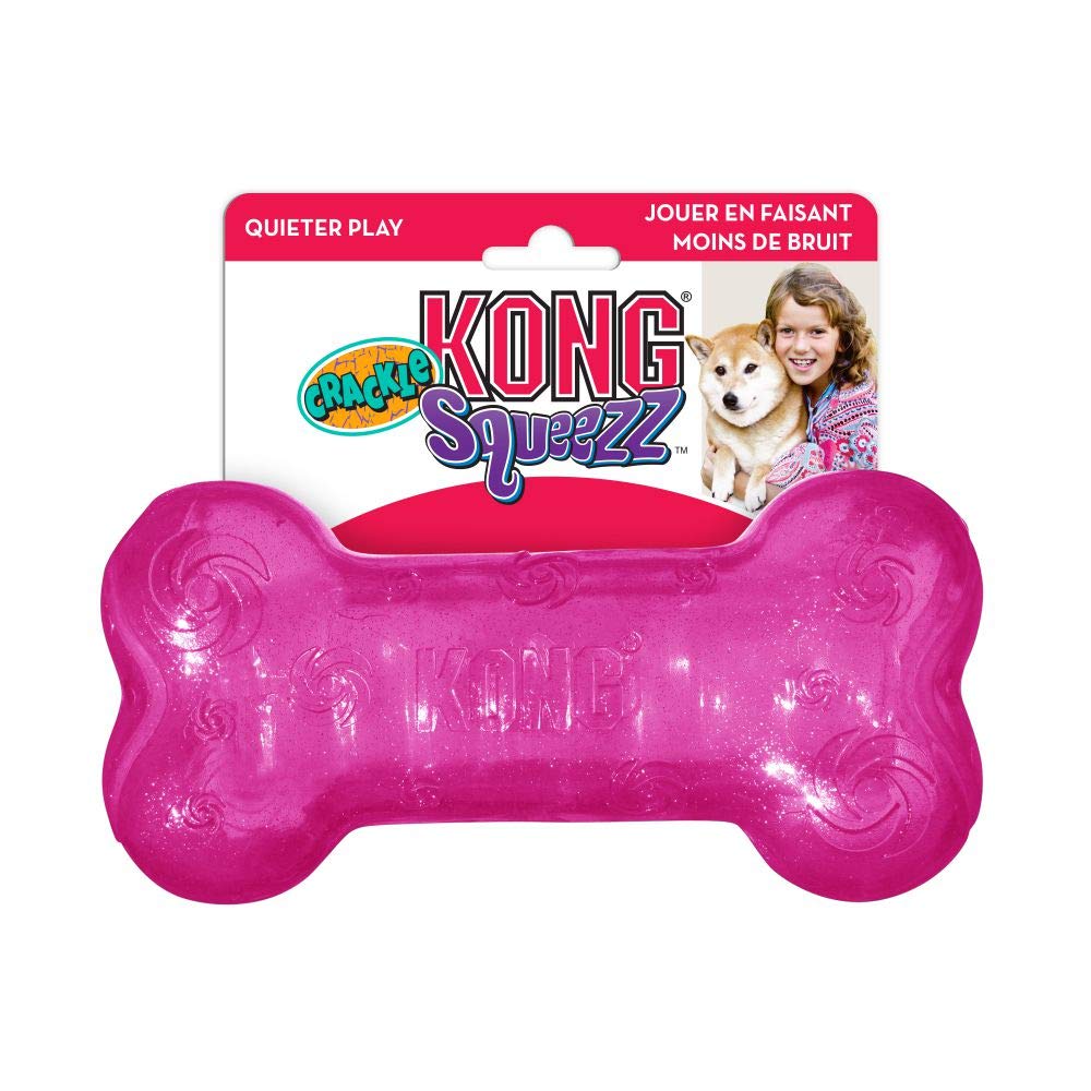 Kong Squeezz Crackle Bone, Multicolor, Mediano
