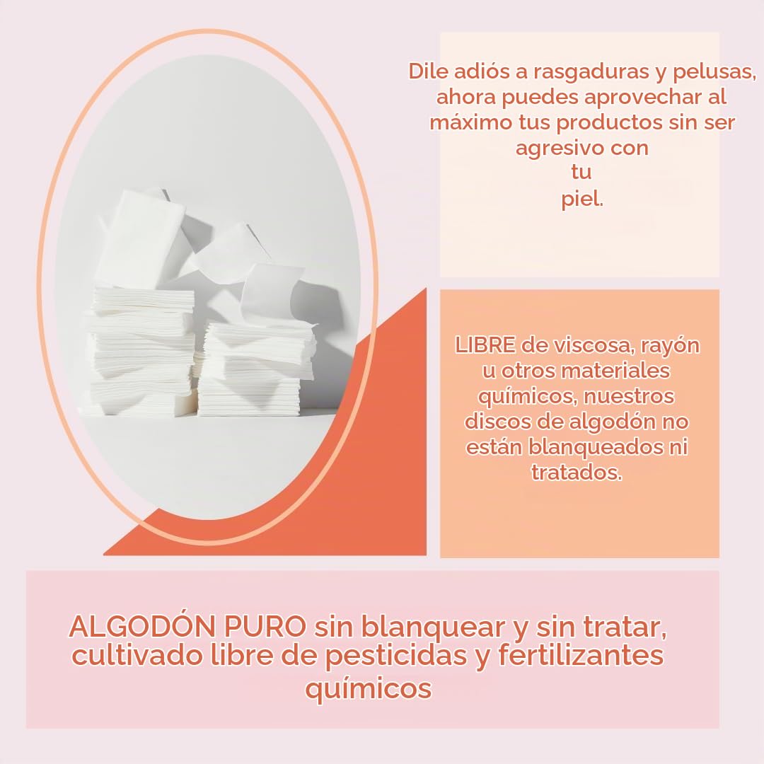 Almohadilla de Algodón Premium 100% Orgánico Auténtico Blanca Sin Blanquear ni Tratar