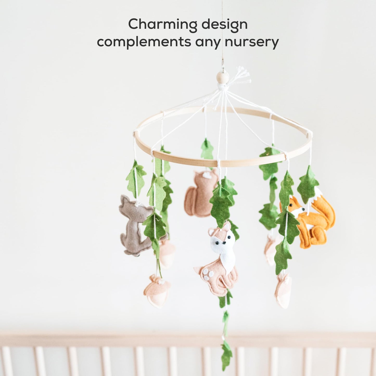 Woodland Mobile for Crib by First Landings - Baby Nursery Mobiles - Woodland Nursery Decor - Crib Mobile Baby Boys and Girls - Baby Mobile with Fox Decor - Forest Animals Woodlands Theme - Baby Gift