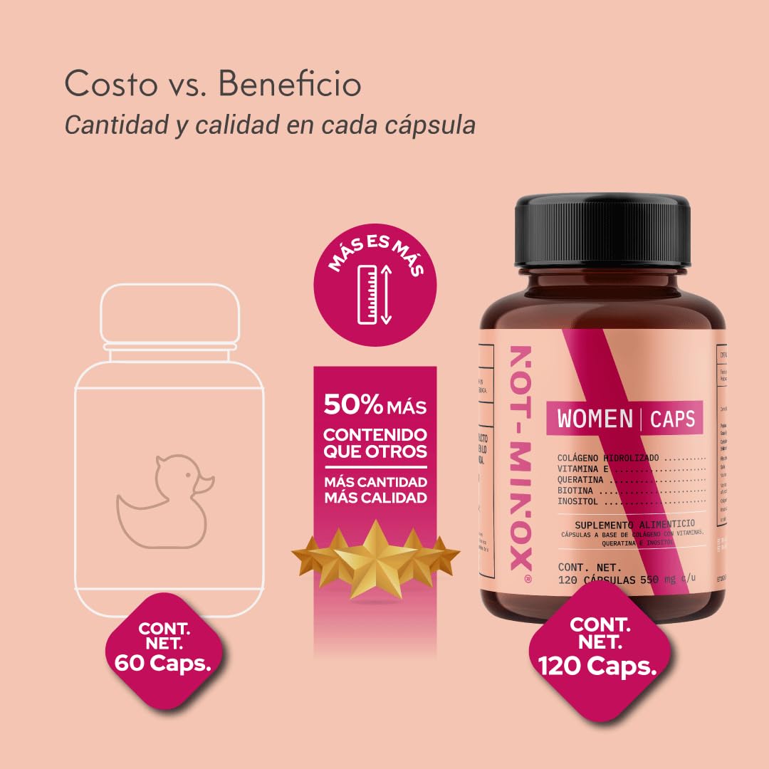 Cápsulas NOT-MINOX Colágeno Hidrolizado Crecimiento de Cabello para Mujer
