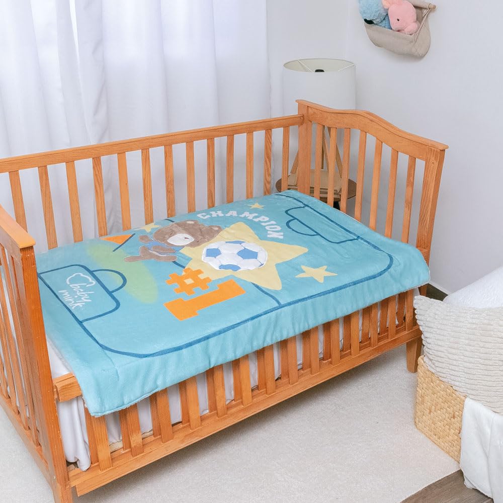 Baby Mink Edredón para Bebé con Borrega, Cobertor Suave y Cálido para Descanso (Azul)