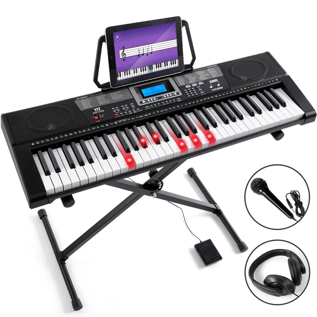 Teclado de Piano Mustar MEKS-500 61 Teclas Iluminadas Eléctrico para Principiantes