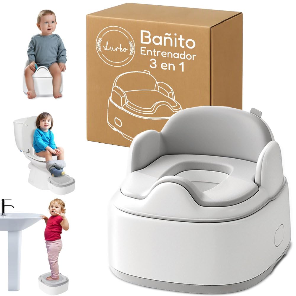 LURKO Baño Entrenador 3 en 1 para Niños, Bacinica con Banco Multiusos