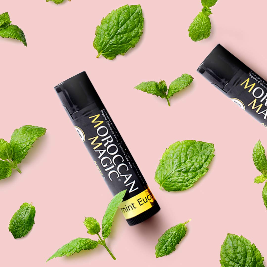 Bálsamo Labial Moroccan Magic Menta Eucalipto Orgánico 3 Pack para Suave Aplicación