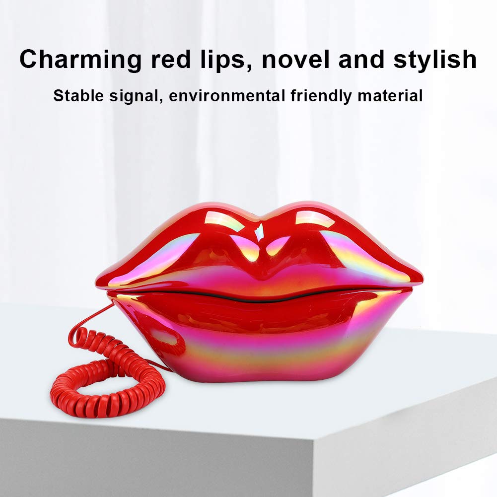 Okuyonic Teléfono con Forma de Labios de Boca roja, Estilo Europeo Labios Rojos creativos Teléfono Fijo Escritorio de Estilo Europeo para la Oficina en casa para la decoración del hogar