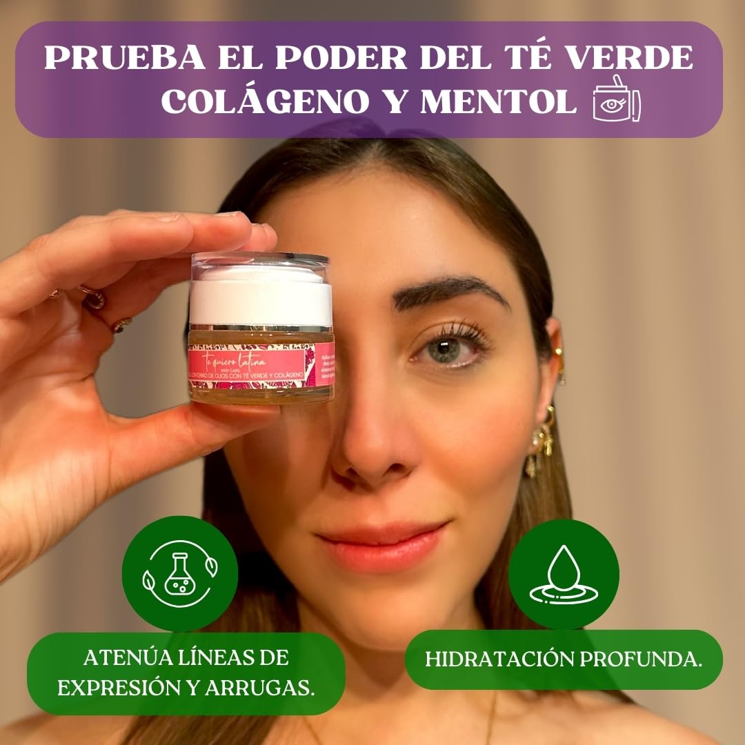 TQL | Contorno de ojos en gel con té verde y colágeno | Skin Care | Colageno | Relaja tonifica área ojos | ojeras y bolsas | Todo tipo de piel | 16 gr