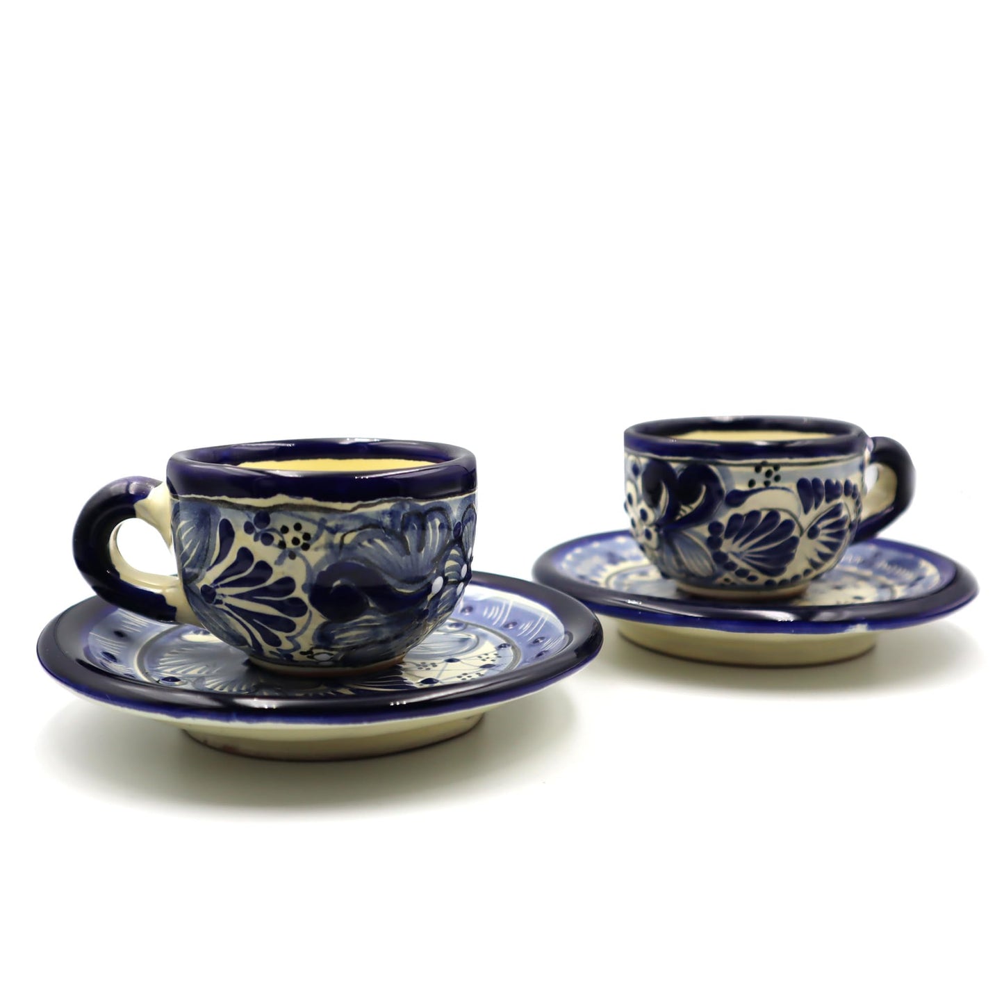 Juego de Tazas de Café Expresso Nubexpo Talavera Poblana Artesanía Mexicana 2 Piezas