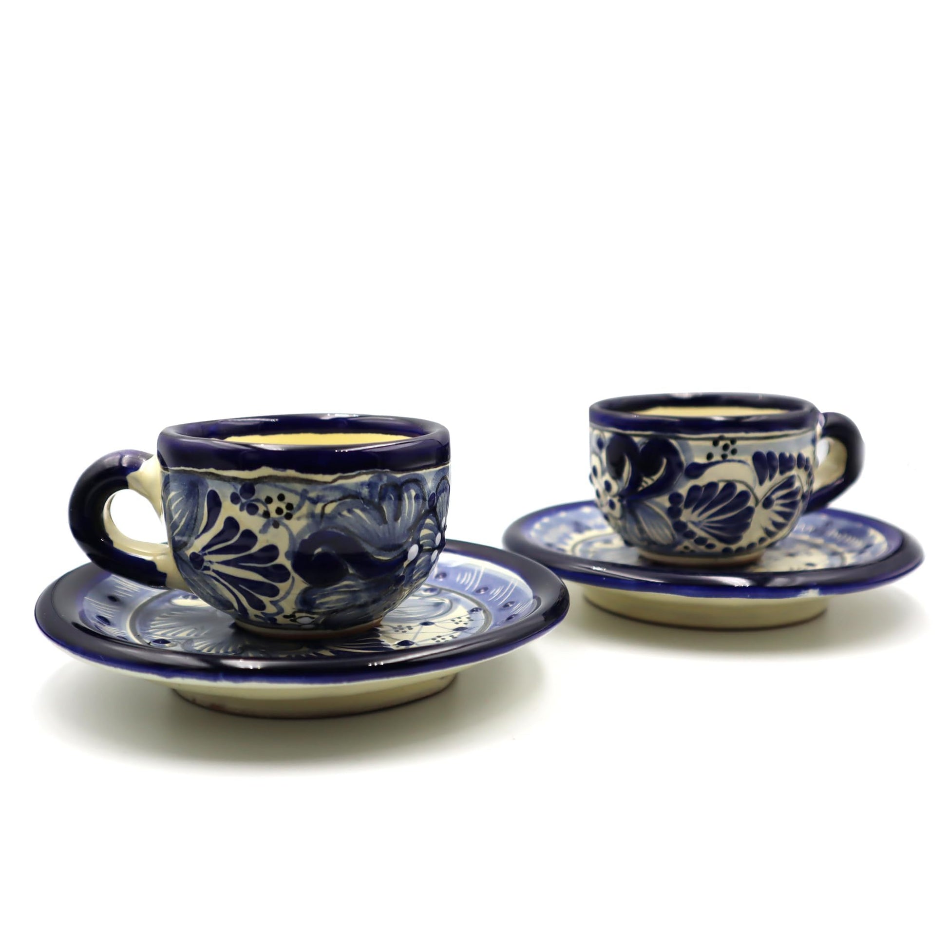 Juego de Tazas de Café Expresso Nubexpo Talavera Poblana Artesanía Mexicana 2 Piezas