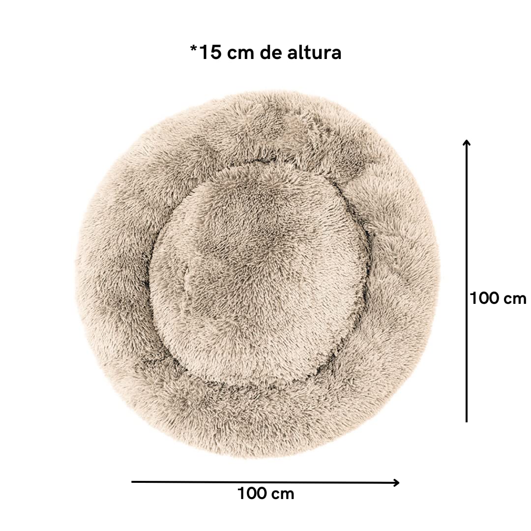 Cama para Perros PET TO BED Beige Antiestrés Redonda Esponjosa Large