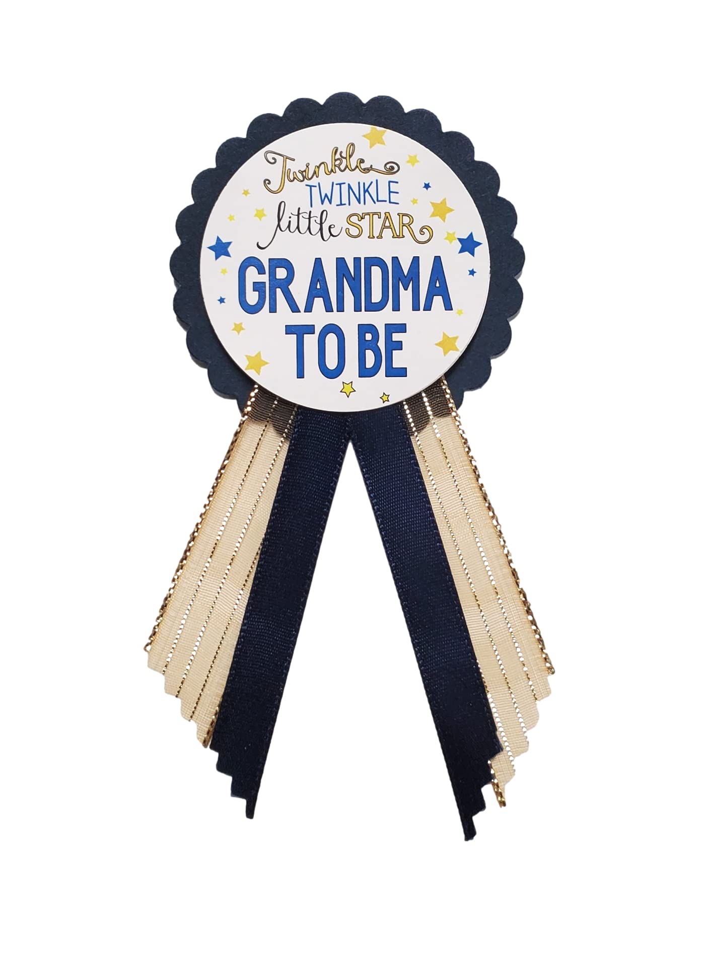 Grandma to Be Pin Twinkle Little Star Baby Shower Pin para Nona to use, azul marino y dorado, es una niña, es un niño Baby Sprinkle