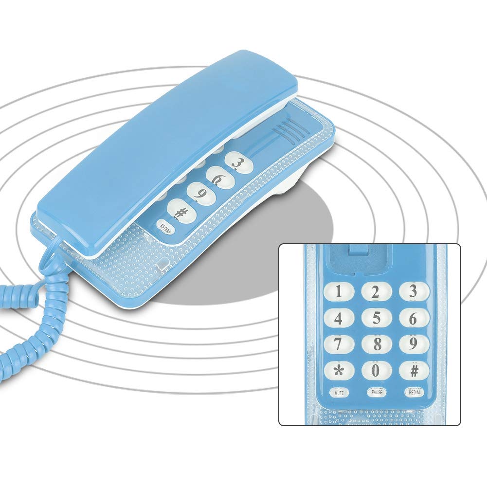 Teléfono Cableado,Teléfono Fijo con Función de Flash / Silenciamiento /Última Remarcación de Números,Teléfono de Escritorio para Casa,Oficina,Hotel(Azul)