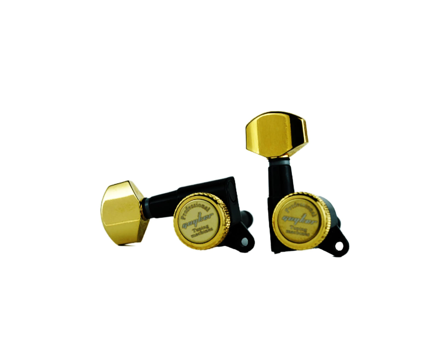 Guyker - Afinadores de bloqueo de guitarra (3L + 3R) - 1:18 - Clavijas de afinación de cuerda de bloqueo para guitarra eléctrica ST TL SG LP, estilo folk o acústica, color dorado y negro