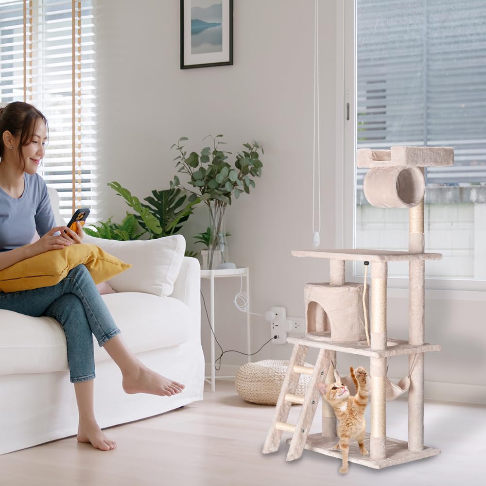 Fancy Pets Mueble/Rasador con Casa, Túnel y Mecedora de 141 Centímetros