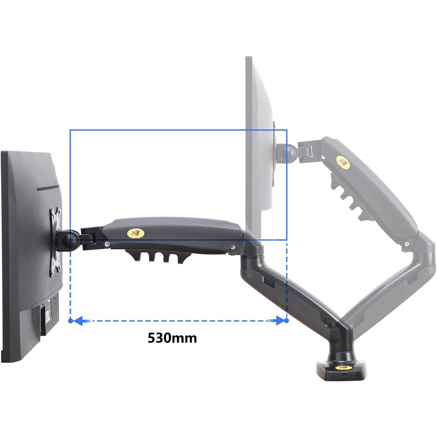 Soporte Hidráulico para Monitor NB F80 17 a 30 Pulgadas Ergonómico con Ajuste Vertical y Horizontal 9kg Máx VESA 100x100mm