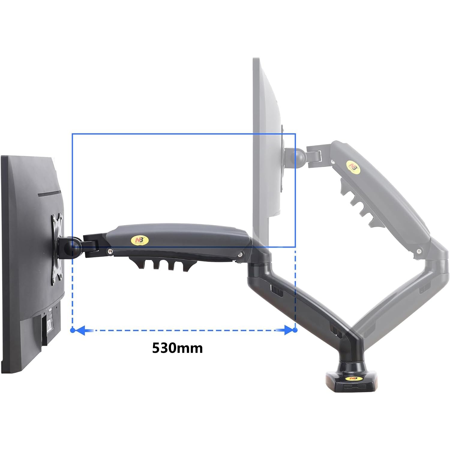 Soporte Hidráulico para Monitor NB F80 17 a 30 Pulgadas Ergonómico con Ajuste Vertical y Horizontal 9kg Máx VESA 100x100mm
