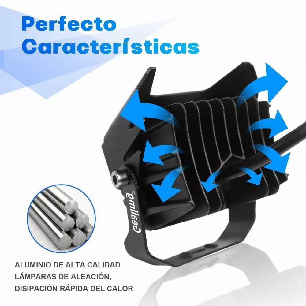 Geallmg Faros De Lupa Moto Con De Color Doble 180w Para Auto, luces auxiliares para motocicleta/camión/coche/ATV/SUV/barco/carretilla elevadora/tractor 6000 lm, color ámbar/amarillo blanco, 2pcs