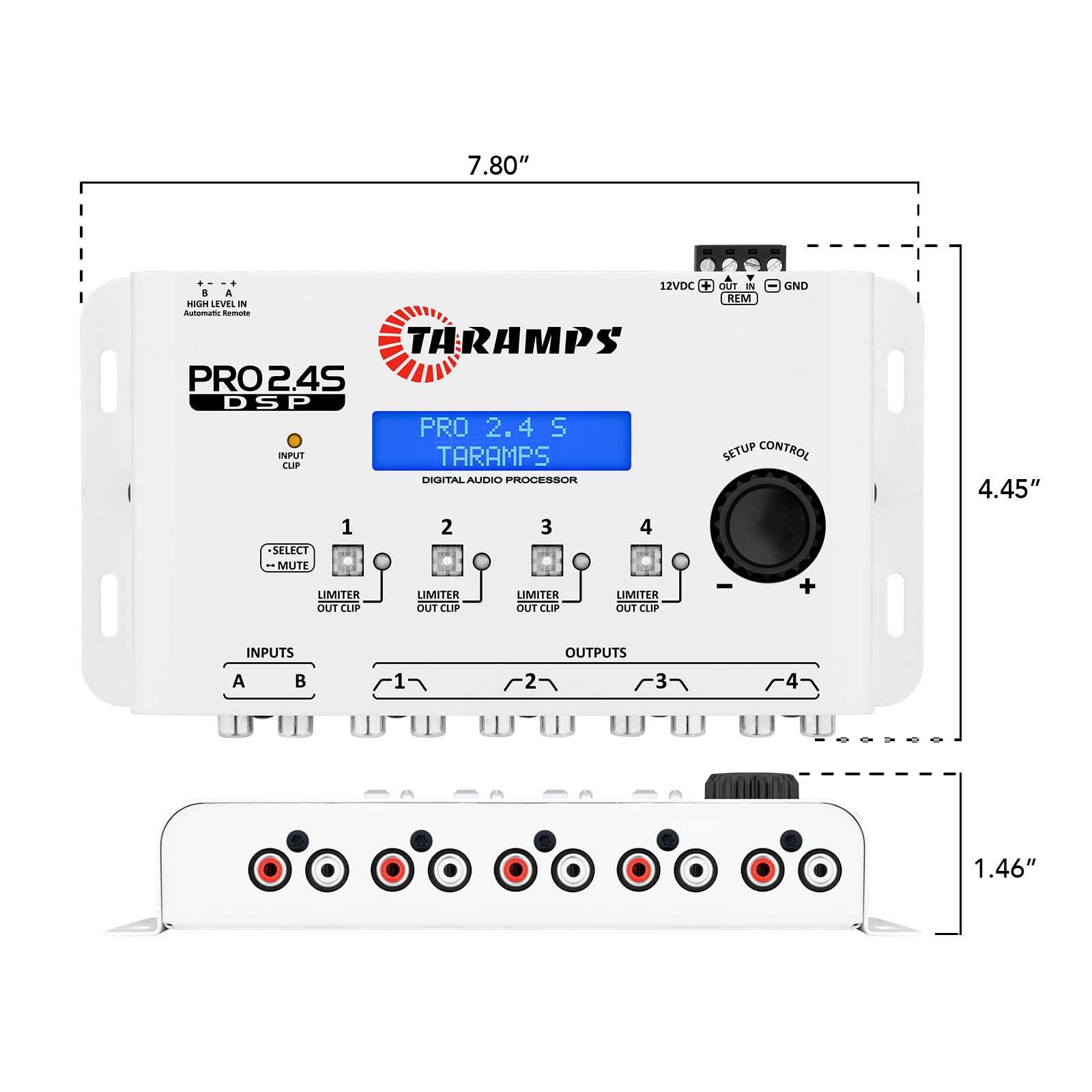 Crossover Taramps DSP Pro 2.4S Blanco con Ecualizador Gráfico para Automóvil
