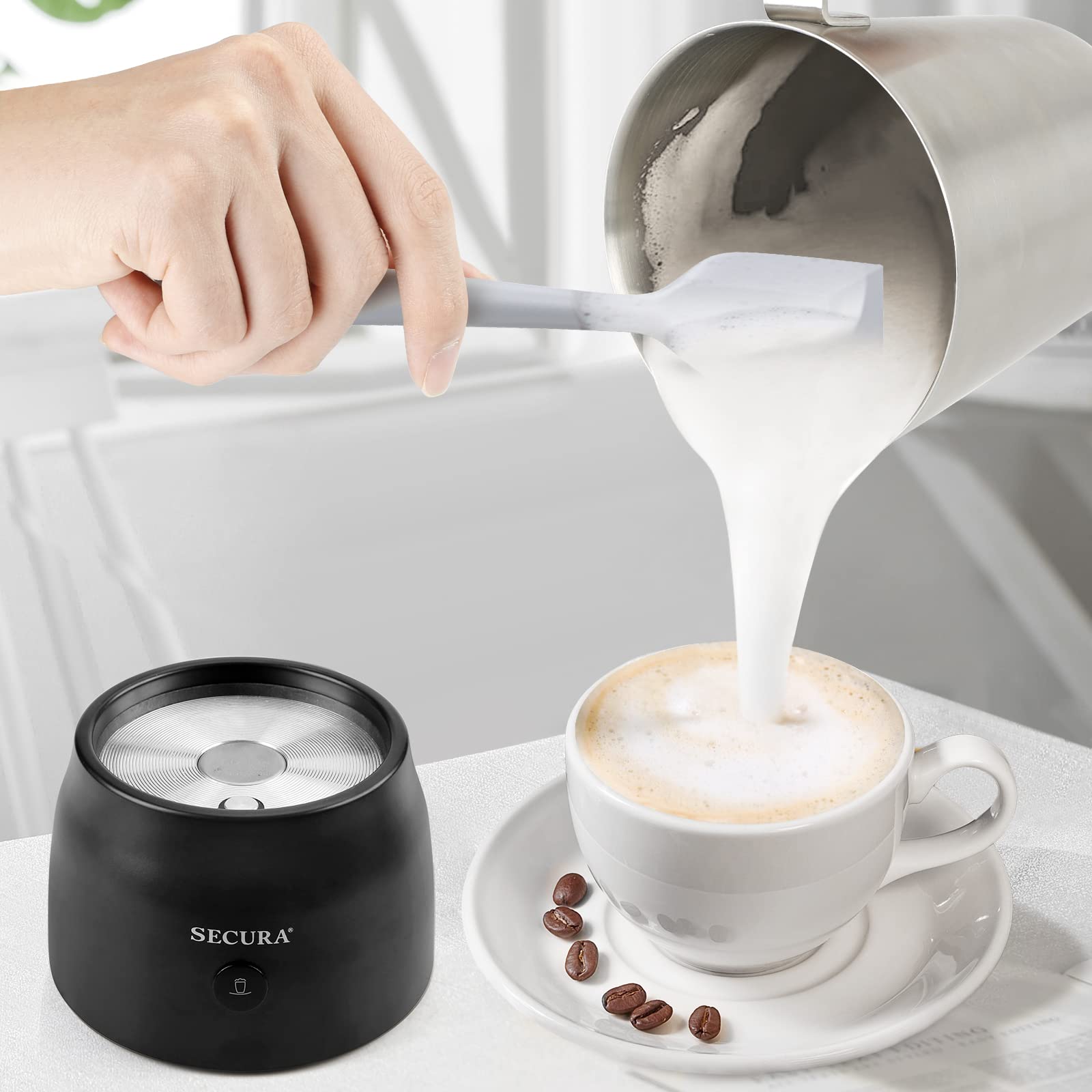 Espumador de Leche Secura Acero Inoxidable Desmontable con Vaporizador Eléctrico