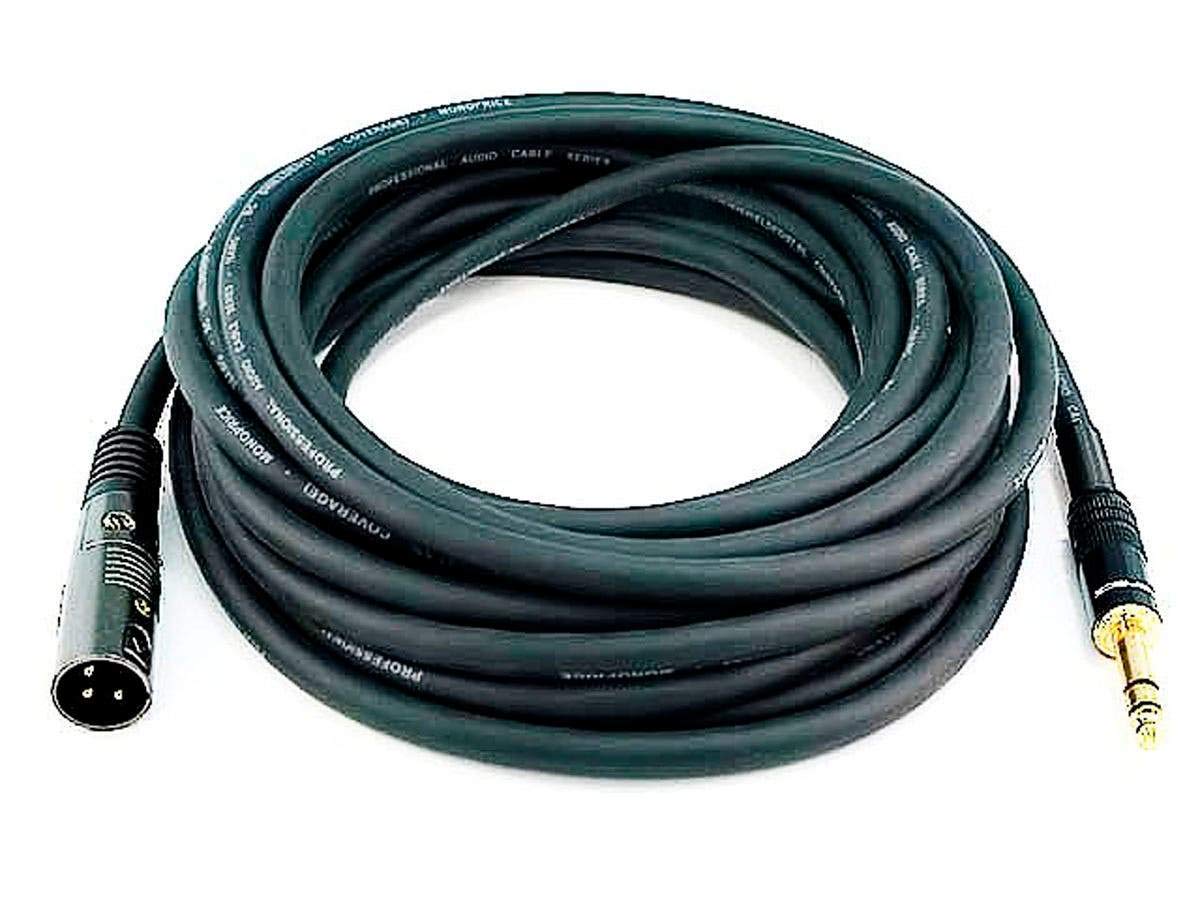 Cable de Audio XLR Monoprice Premier Series Negro 25 Pies 16 AWG Macho a Macho para Dispositivos de Audio
