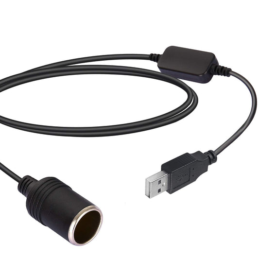 Convertidor USB Macho a Hembra para Encendedor de Coche LIYU Negro 1.2m