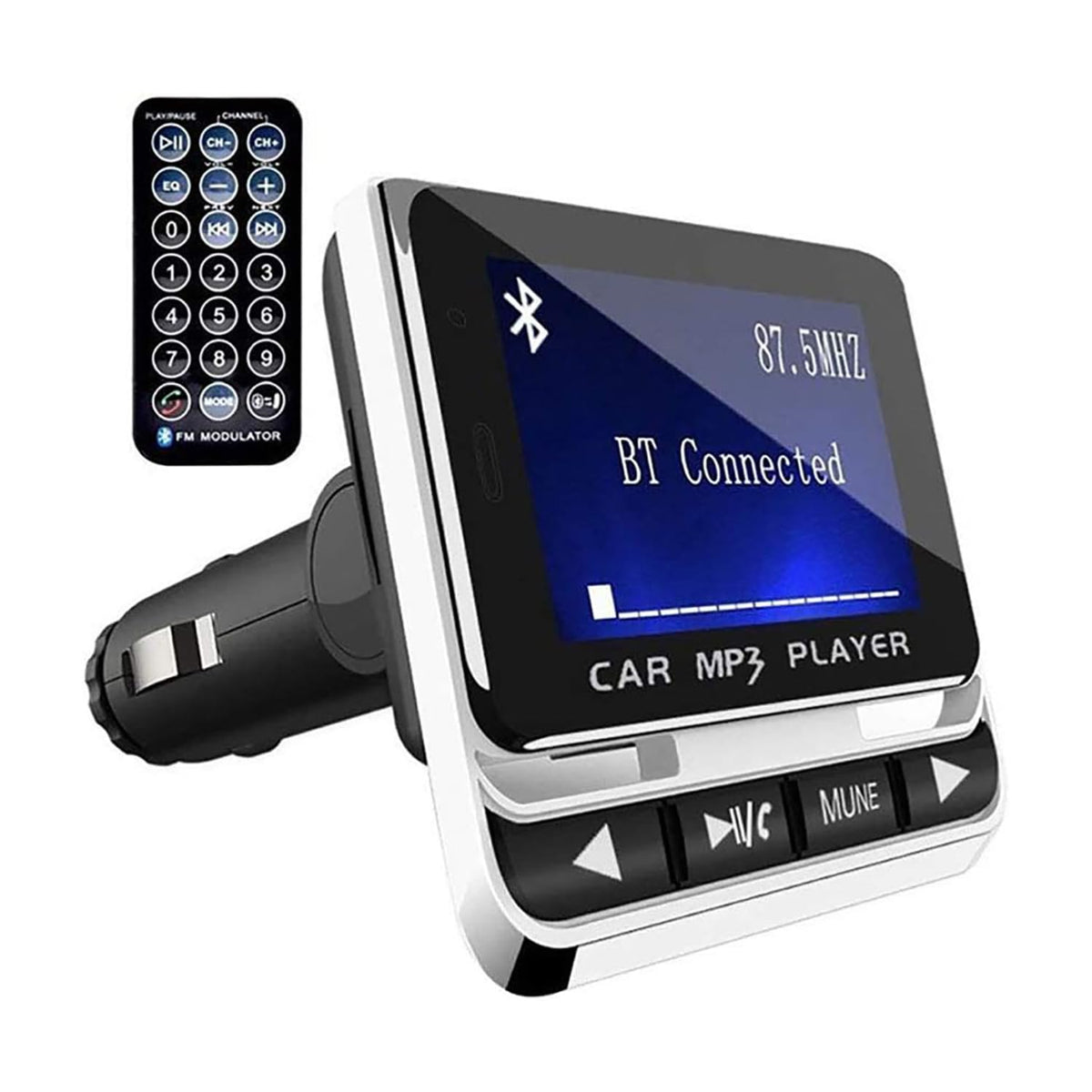 Transmisor FM WYYHAA Bluetooth 5.0 Negro con Reproductor de Música y Cargador para Coche