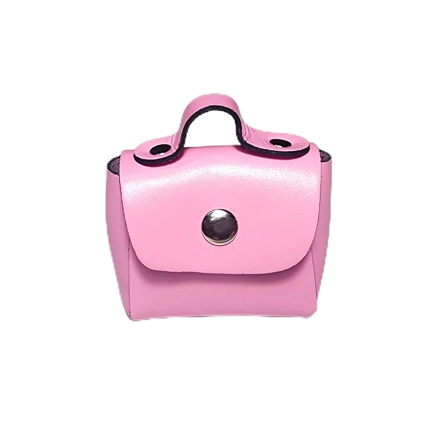 Ayaz Deri Mini estuche de piel auténtica – Compatible con AirPods – Monedero y compartimento para accesorios – Monedero artesanal ideal para regalar (Rosa)