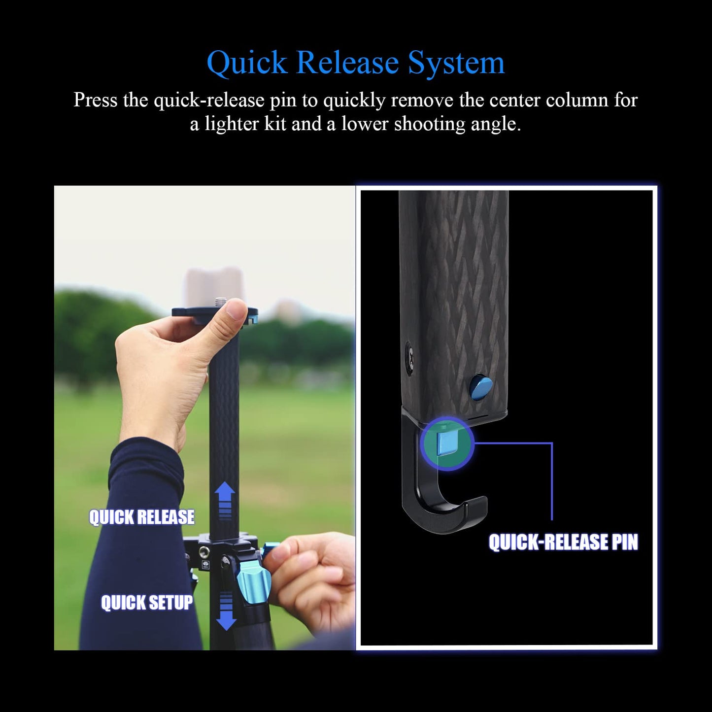 Trípode Profesional SIRUI Fibra de Carbono Resistente Impermeable 69 Pulgadas con Columna Central Triangular para Cámara DSLR y Videocámara