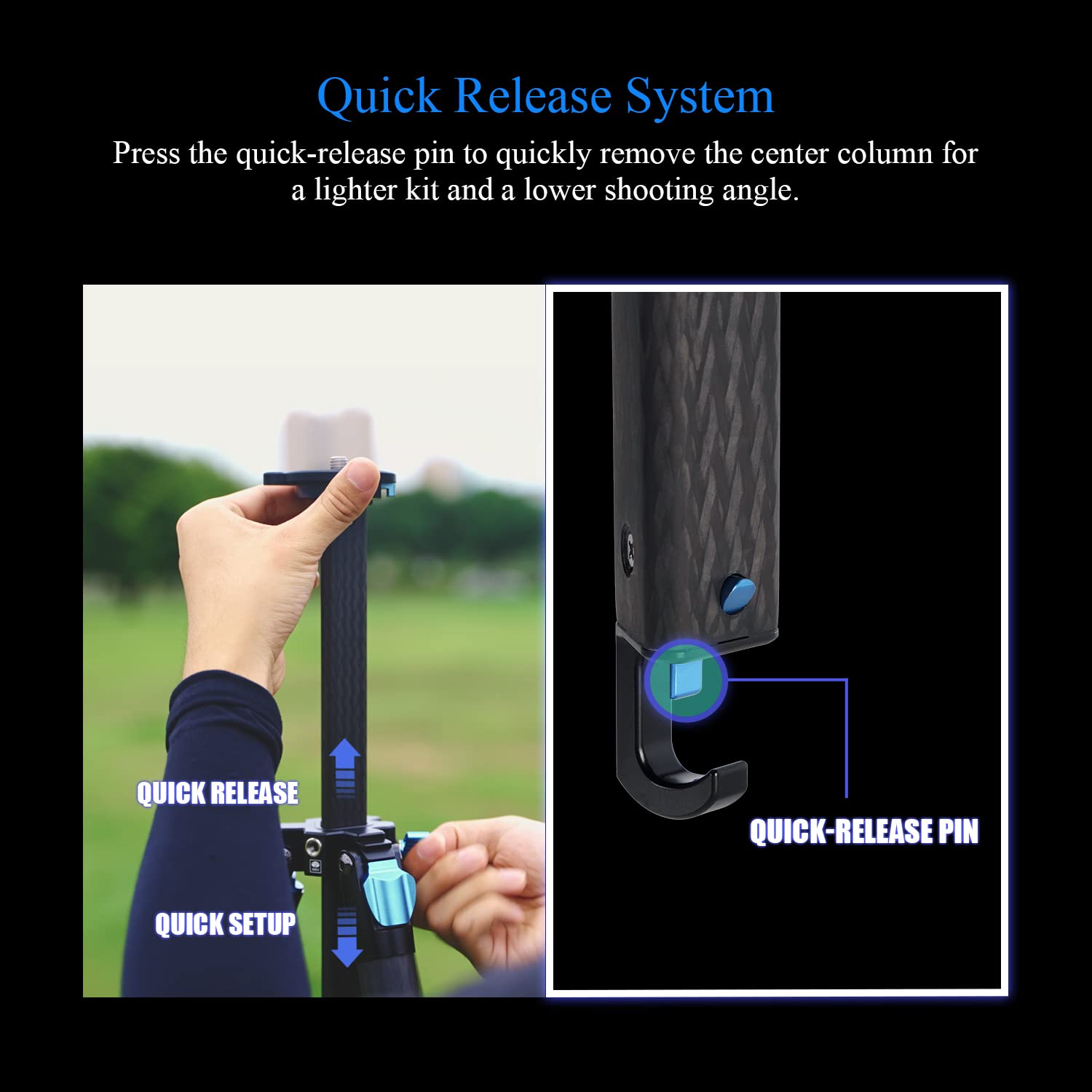 Trípode Profesional SIRUI Fibra de Carbono Resistente Impermeable 69 Pulgadas con Columna Central Triangular para Cámara DSLR y Videocámara