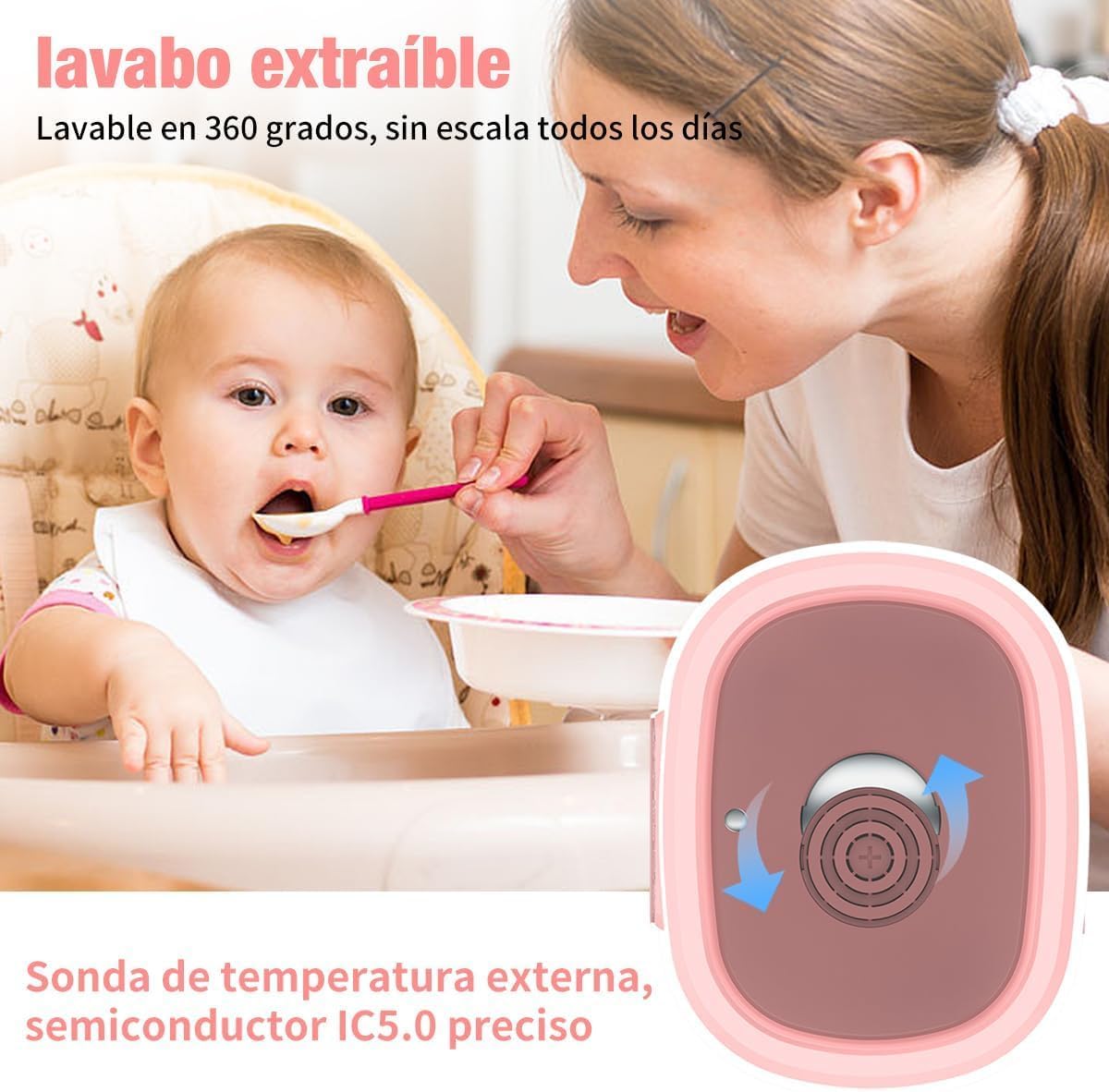 Calentador de Biberones, Esterilizador de Biberones Multifuncional 9 en 1, Calienta Biberon para Bebe Portátil, Apto para 4 Biberones, Pantalla LCD Control Preciso de Temperatura, Modo Constante de 24H