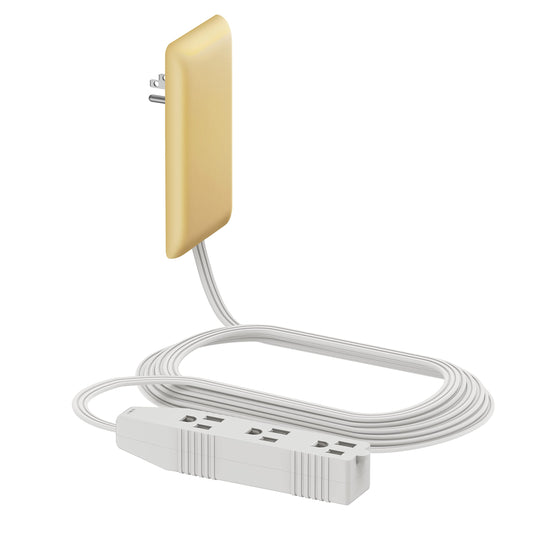 LIDER Extensor de salida de cara plana con 3 receptáculos, enchufe ultrafino de placa de pared con extensor de cable y tira de alimentación de 3 tomas, cable de 2.4 metros, LWE8-315-GD, listado ETL