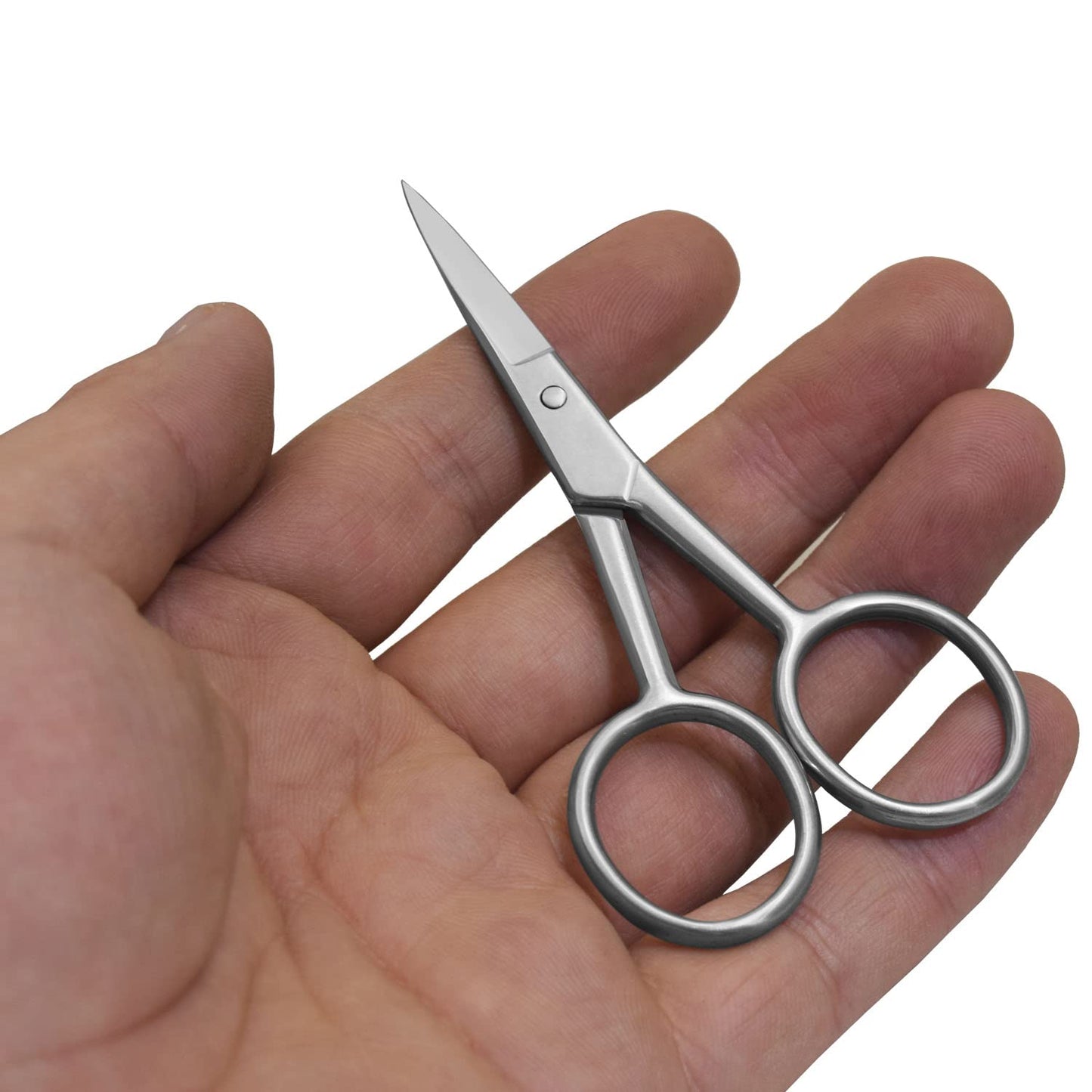 Motanar Tijeras para el pelo de la nariz, tijeras pequeñas, de acero inoxidable, punta curvada, para cejas, nariz, bigote, barba (punta recta)